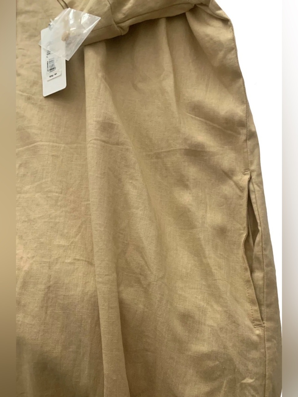NEW Size L Womens Nottibianche Casual Linen Maxi House Dress Pockets Tan $58 - Picture 4 of 9